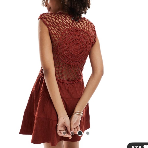 ASOS Red Crochet Open Back Dress - Picture 3 of 4